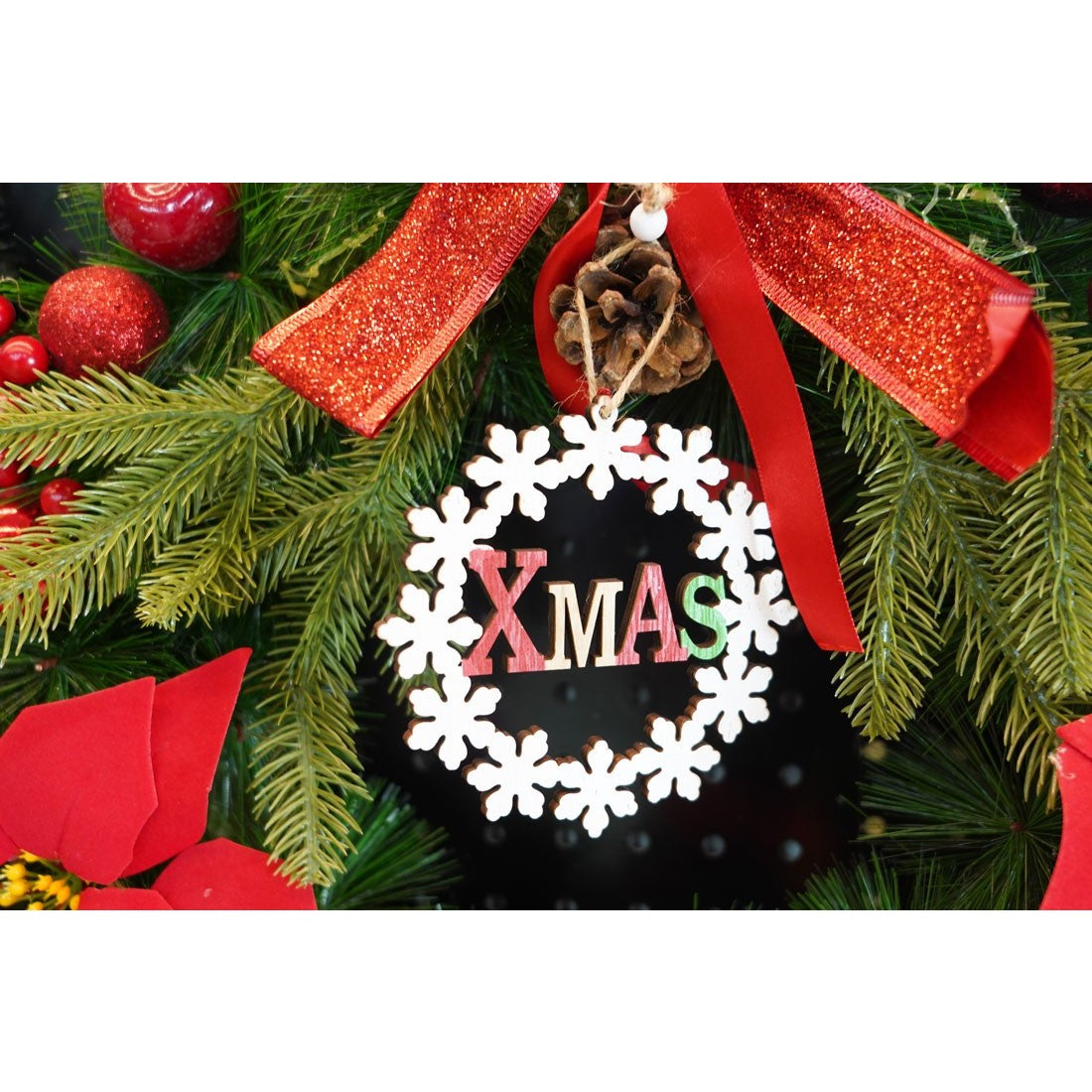 Ornament de brad Xmas, Flippy, multicolor, lemn, 12 cm-1