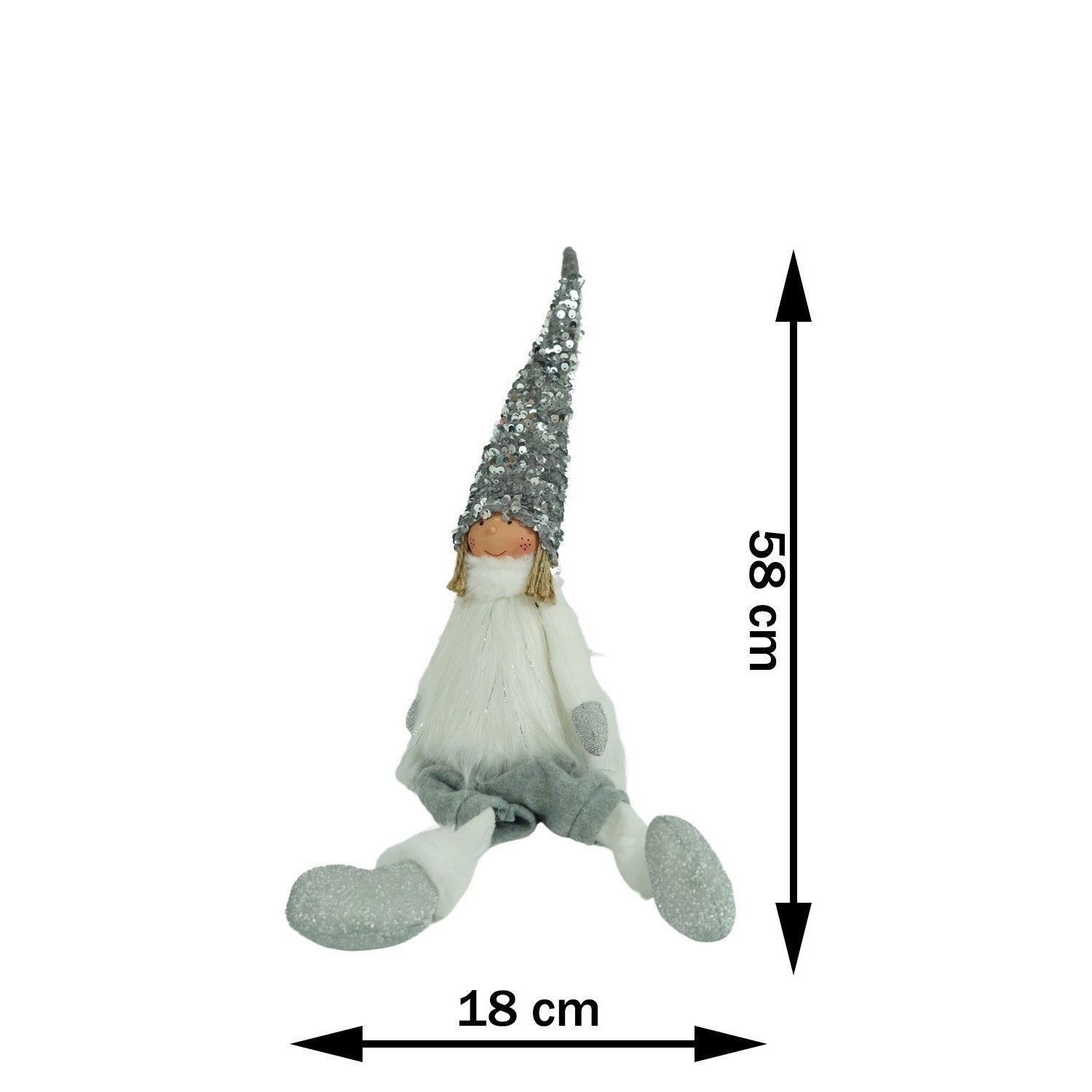 Ornament de Craciun ingeras, Flippy, alb/gri, textil, 58 cm-10
