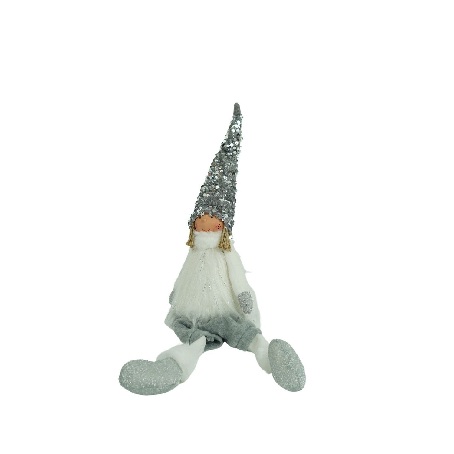Ornament de Craciun ingeras, Flippy, alb/gri, textil, 58 cm-0