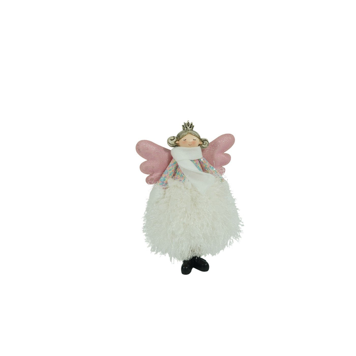 Ornament de Craciun ingeras, Flippy, alb, textil, 26 cm-1