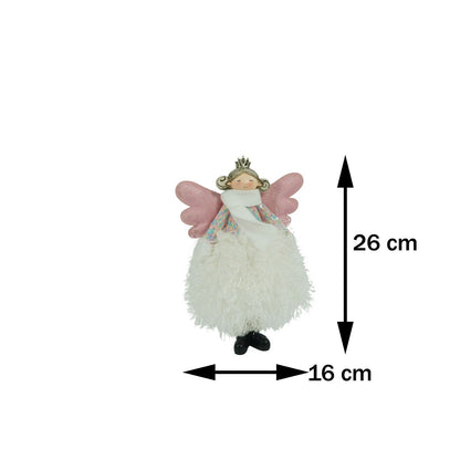 Ornament de Craciun ingeras, Flippy, alb, textil, 26 cm-15