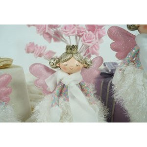 Ornament de Craciun ingeras, Flippy, alb, textil, 34 cm-12