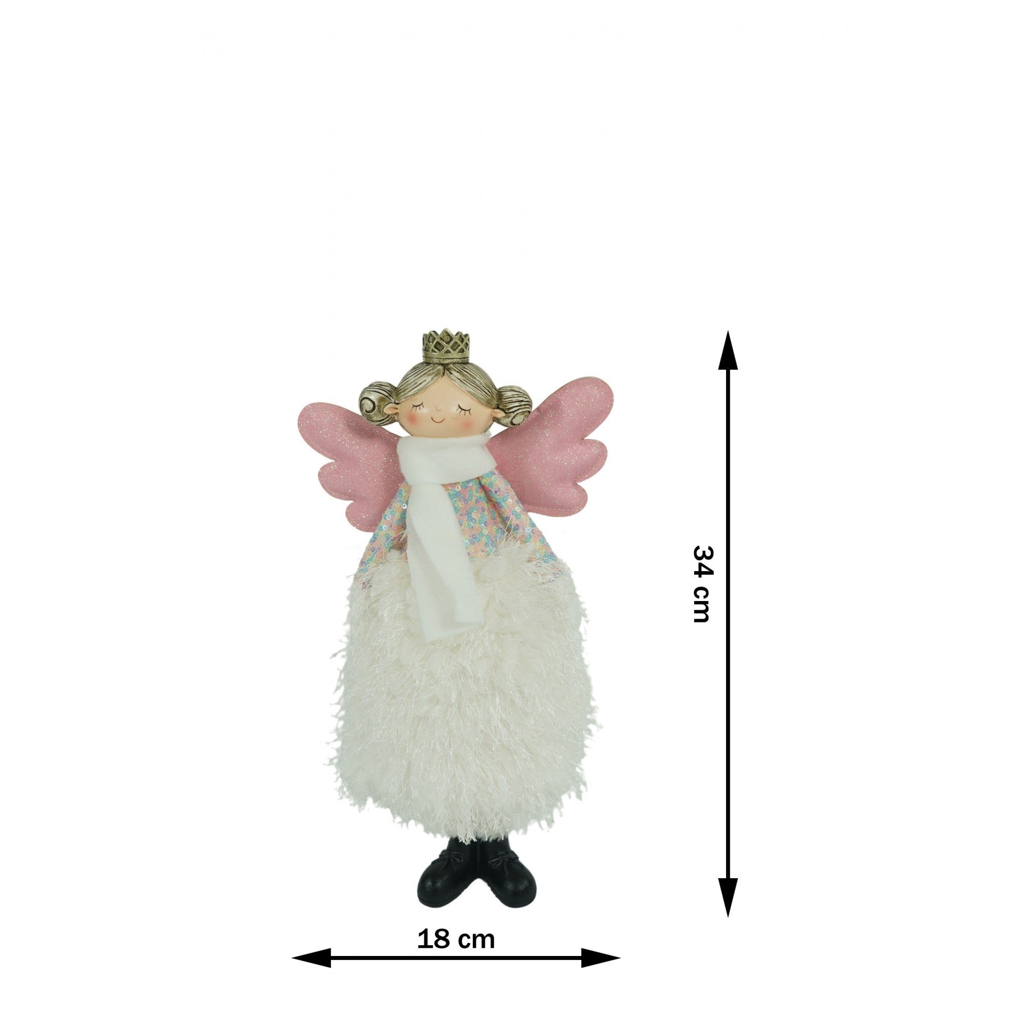 Ornament de Craciun ingeras, Flippy, alb, textil, 34 cm-13