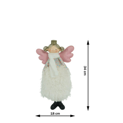 Ornament de Craciun ingeras, Flippy, alb, textil, 34 cm-13