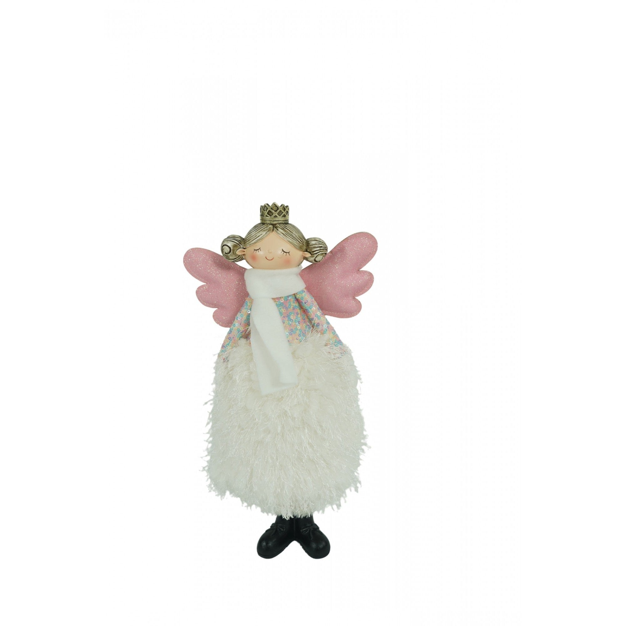 Ornament de Craciun ingeras, Flippy, alb, textil, 37 cm-1