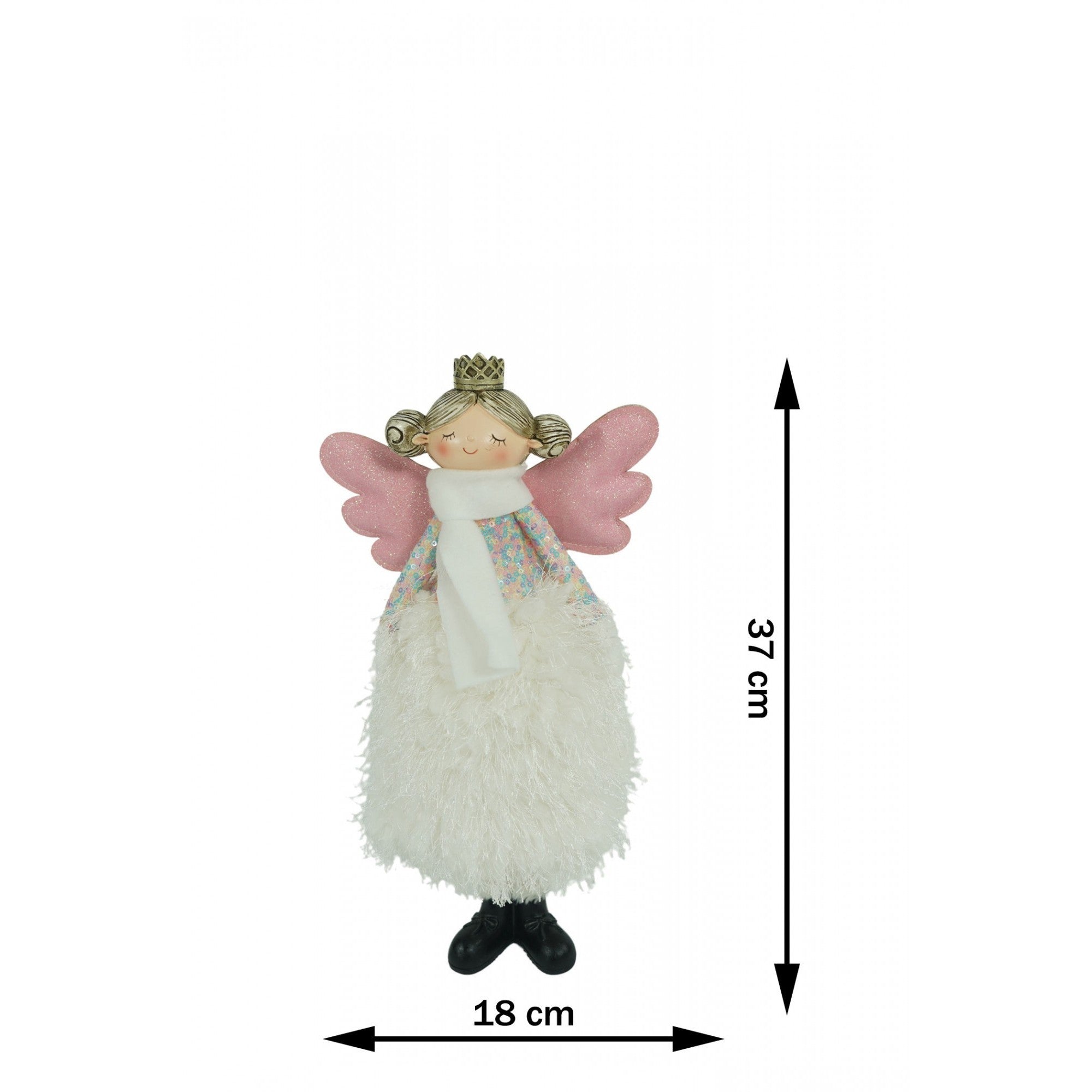 Ornament de Craciun ingeras, Flippy, alb, textil, 37 cm-15