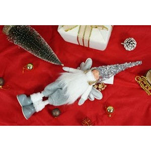 Ornament de Craciun ingeras model 2, Flippy, alb/gri, textil, 53 cm-7