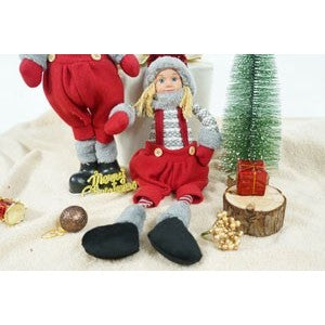 Ornament de Craciun papusa, Flippy, rosu/gri, textil, 62 cm-9