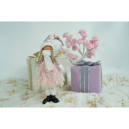 Ornament de Craciun papusa, Flippy, roz/alb, textil, 44 cm-4