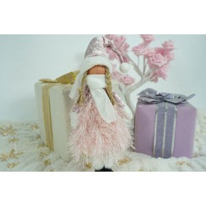 Ornament de Craciun papusa, Flippy, roz/alb, textil, 44 cm-9