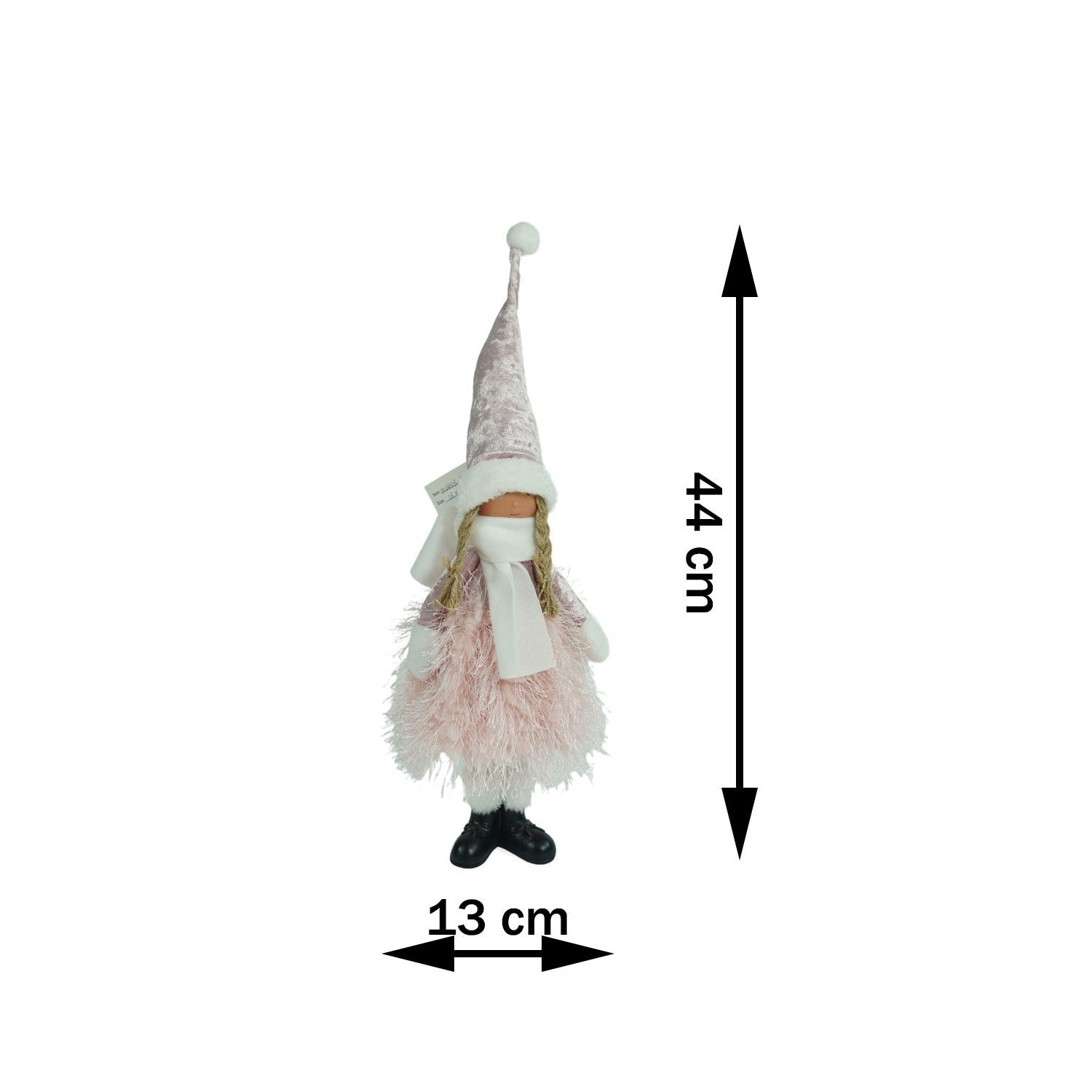 Ornament de Craciun papusa, Flippy, roz/alb, textil, 44 cm-12