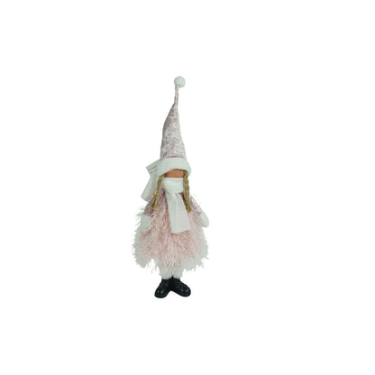 Ornament de Craciun papusa, Flippy, roz/alb, textil, 44 cm-0