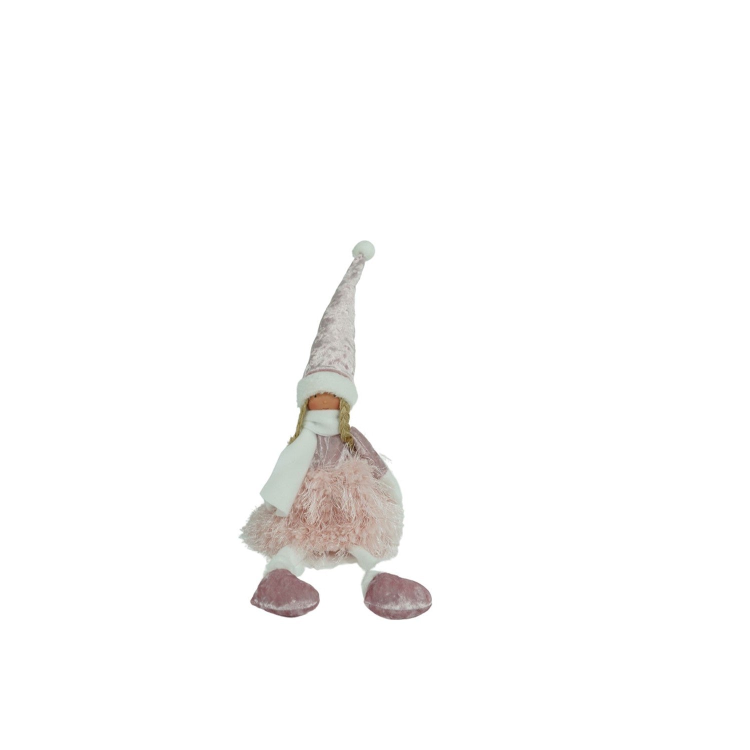 Ornament de Craciun papusa, Flippy, roz/alb, textil, 50 cm-1