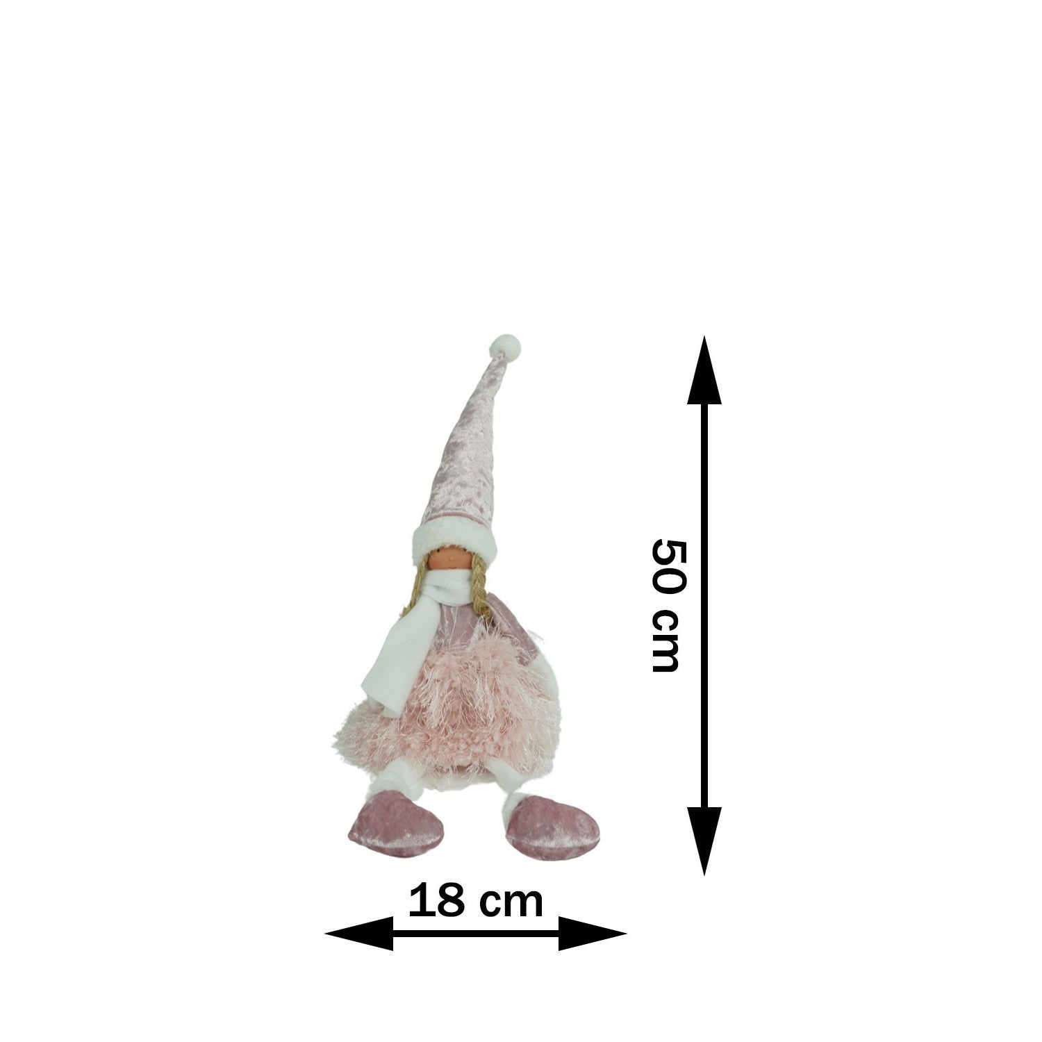 Ornament de Craciun papusa, Flippy, roz/alb, textil, 50 cm-10