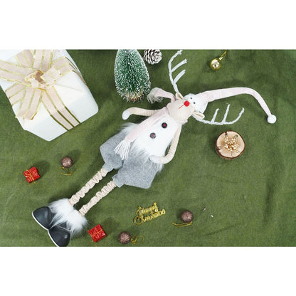 Ornament de Craciun ren cu picioare telescopice, Flippy, gri/alb, textil, 100 cm-3