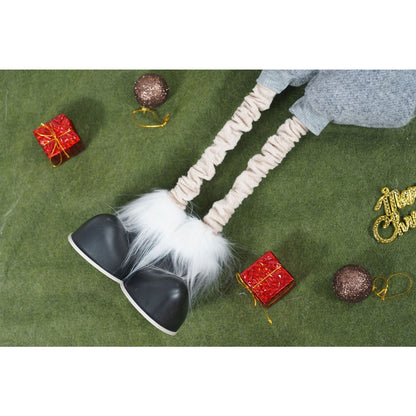 Ornament de Craciun ren cu picioare telescopice, Flippy, gri/alb, textil, 100 cm-9