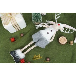 Ornament de Craciun ren cu picioare telescopice, Flippy, gri/alb, textil, 100 cm-14