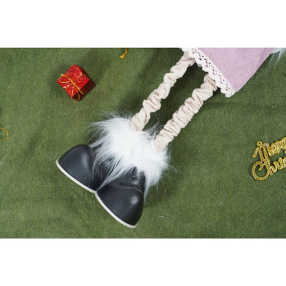 Ornament de Craciun ren cu picioare telescopice, Flippy, roz/alb, textil, 72 cm-8