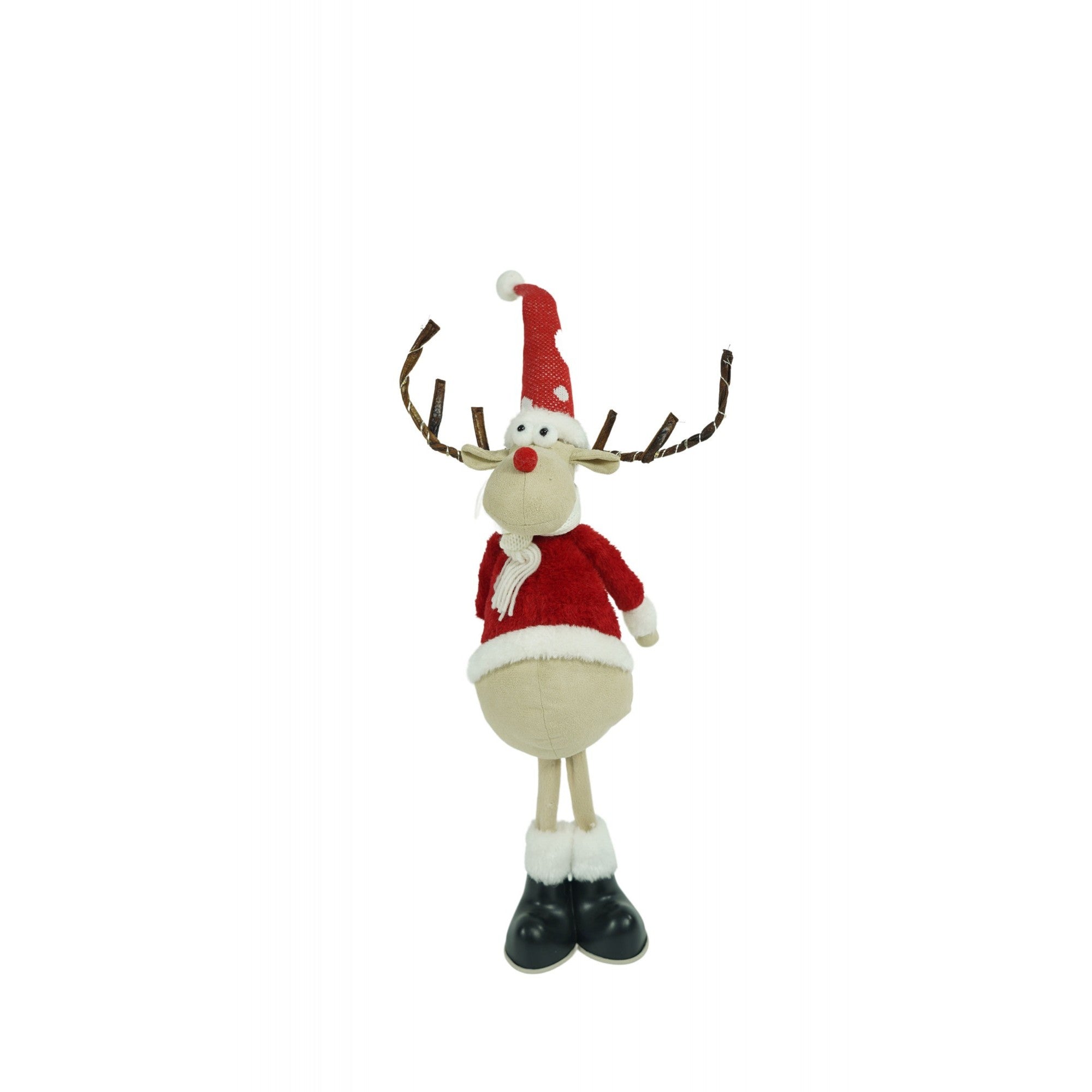 Ornament de Craciun ren, Flippy, rosu/alb, textil, 55 cm-1
