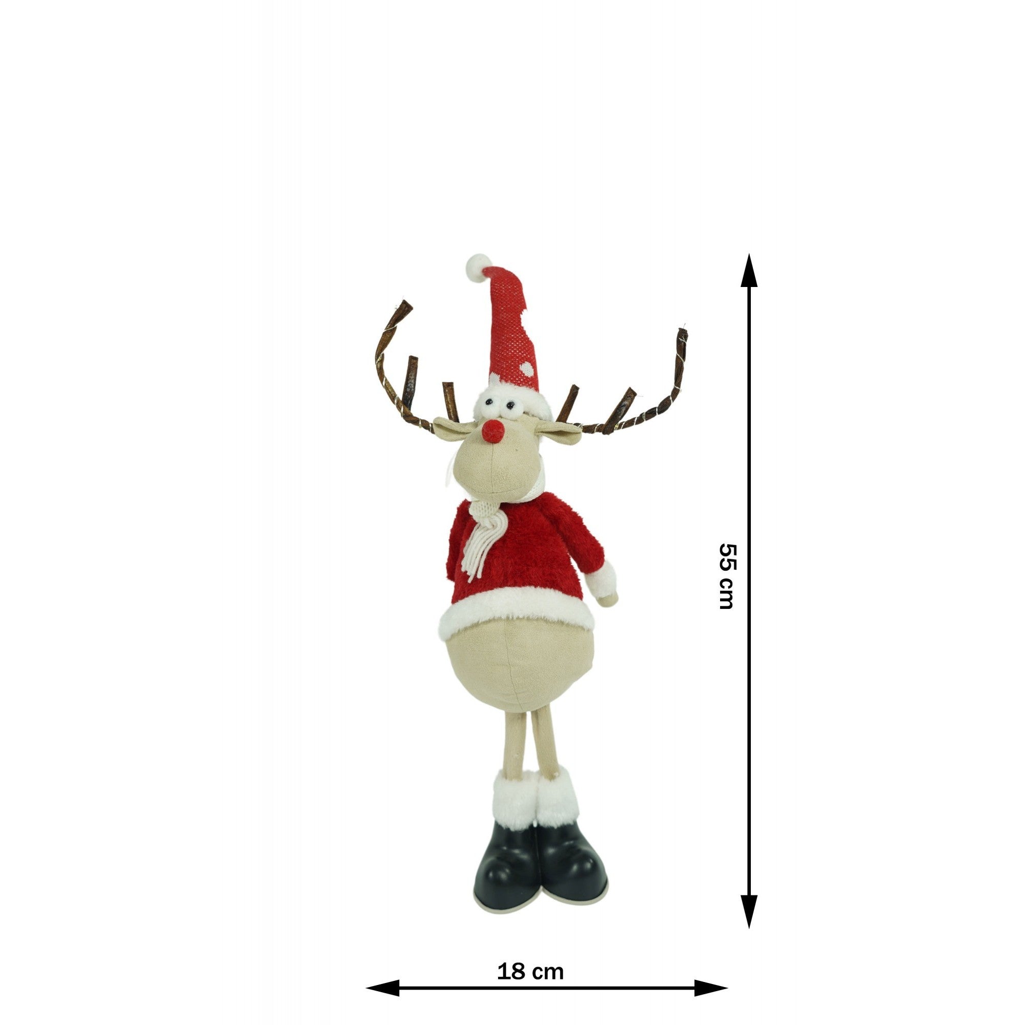 Ornament de Craciun ren, Flippy, rosu/alb, textil, 55 cm-11