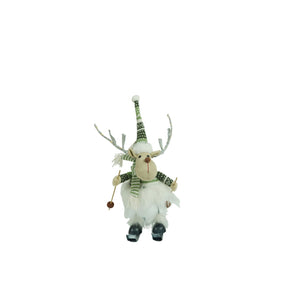 Ornament de Craciun ren pe schiuri model 2, Flippy, alb/verde, textil, 33 cm-0