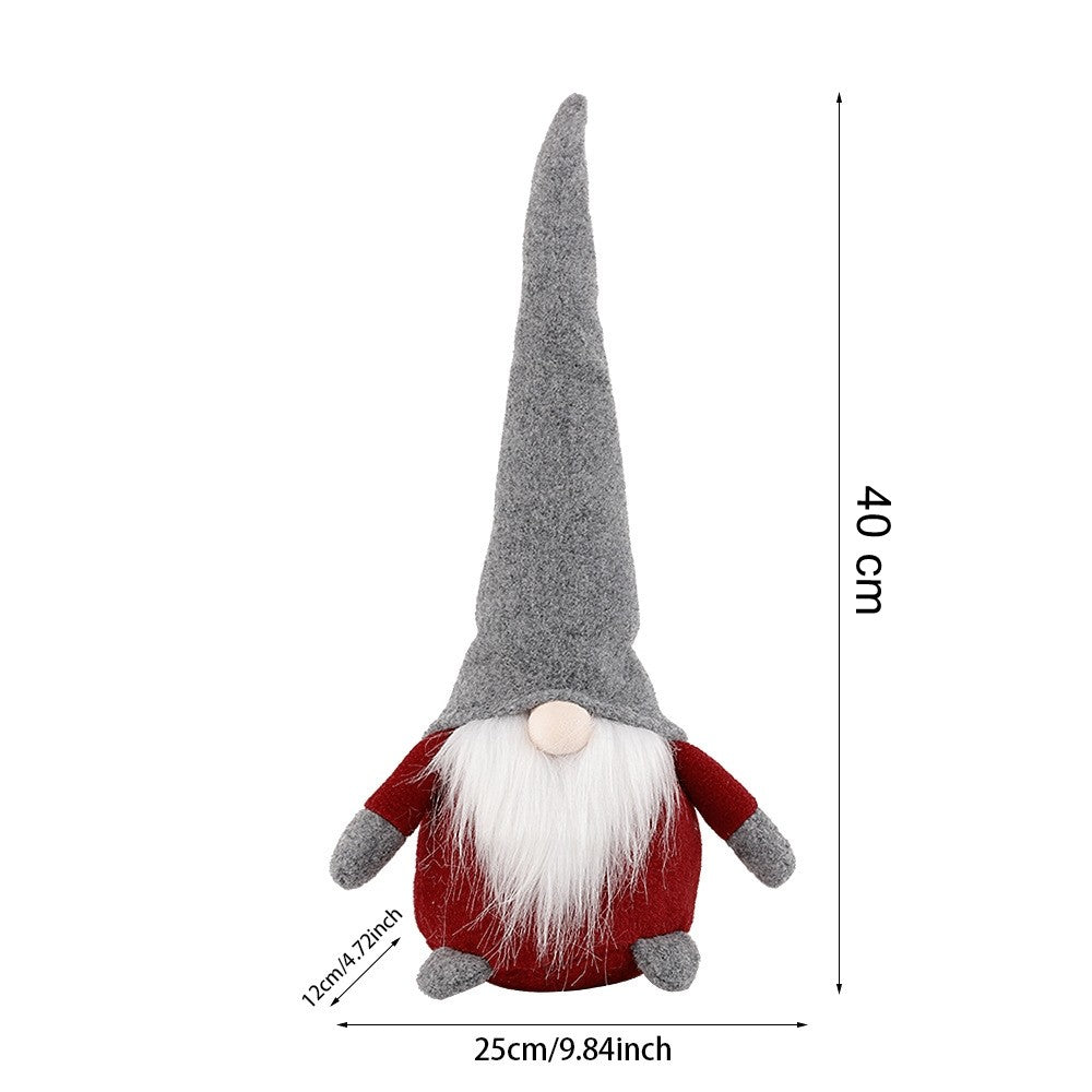 Ornament de Craciun Spiridus, Caciula Gri, Flippy, Material Textil, 40 cm, Rosu-2
