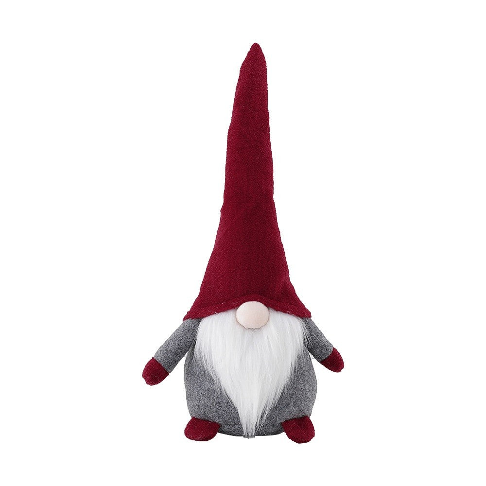 Ornament de Craciun Spiridus, Caciula Rosie, Flippy, Material Textil, 40 cm, Gri-0