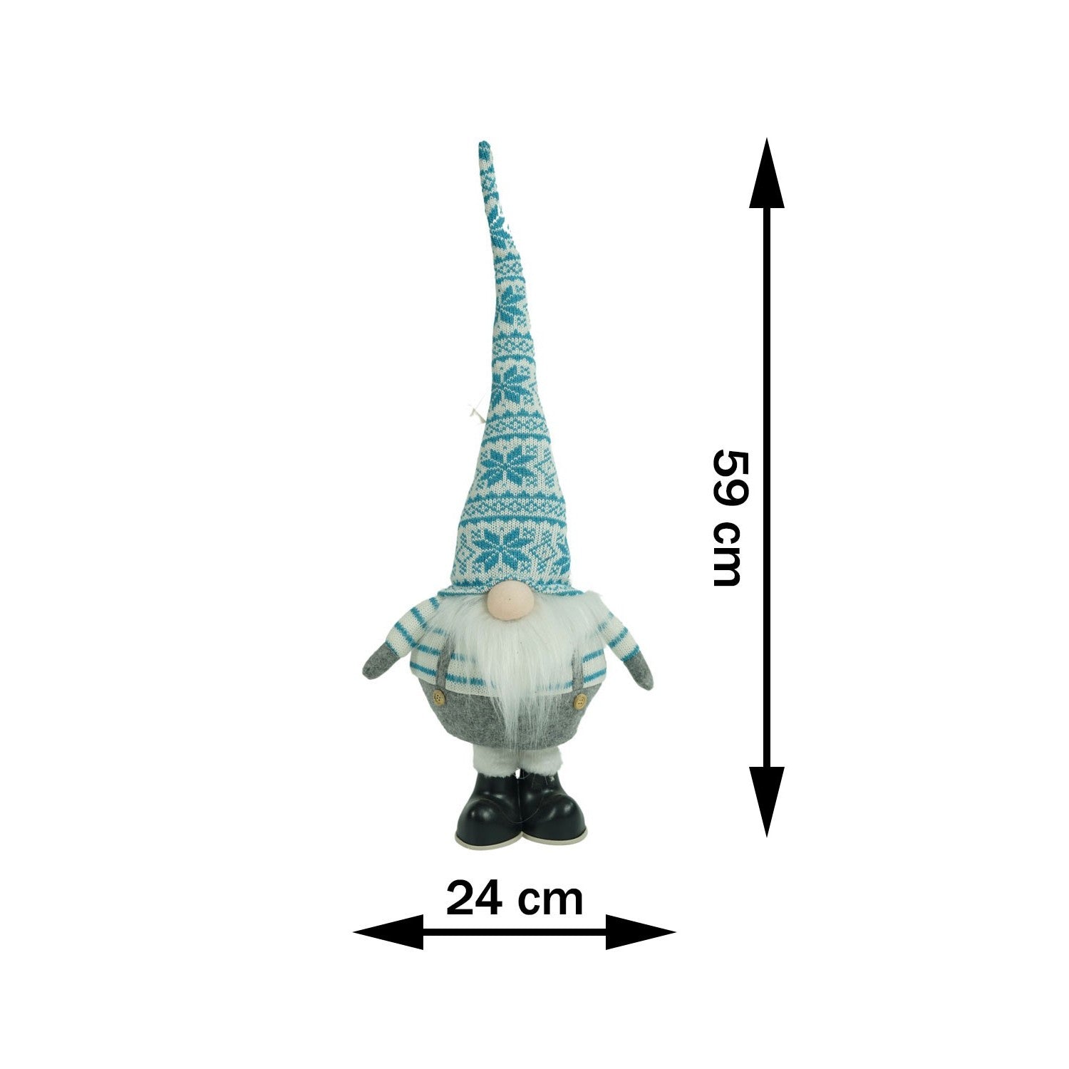 Ornament de Craciun spiridus, Flippy, alb/albastru, textil, 59 cm-10
