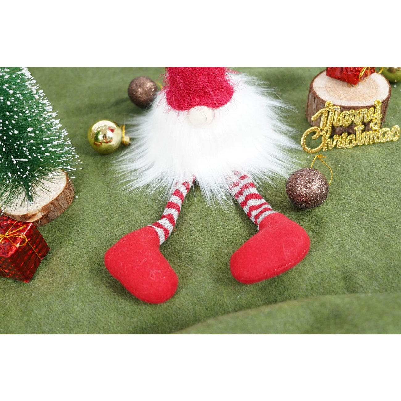 Ornament de Craciun spiridus, Flippy, alb/rosu, textil, 52 cm-4
