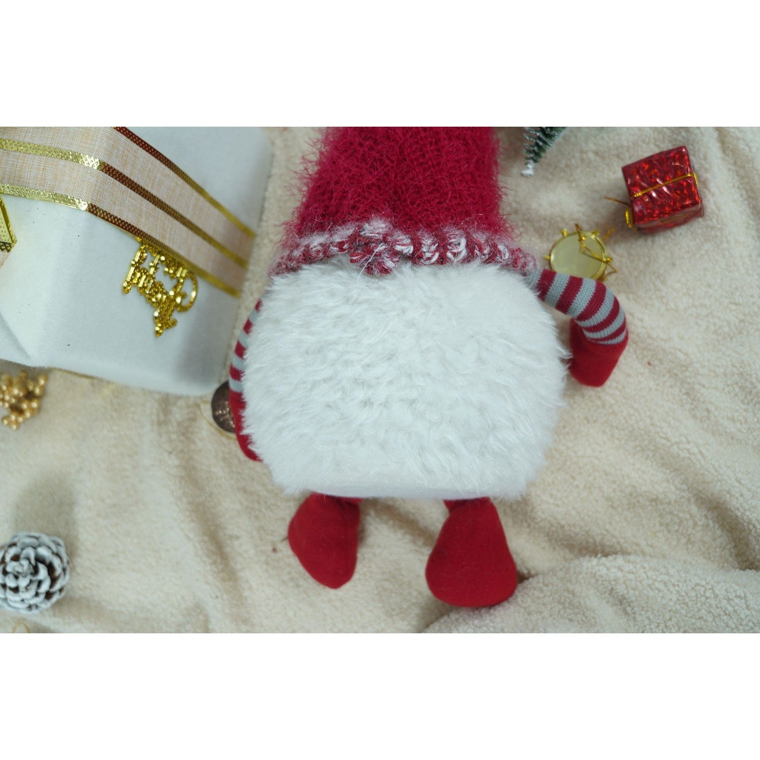 Ornament de Craciun spiridus, Flippy, gri/alb, textil, 58 cm-8