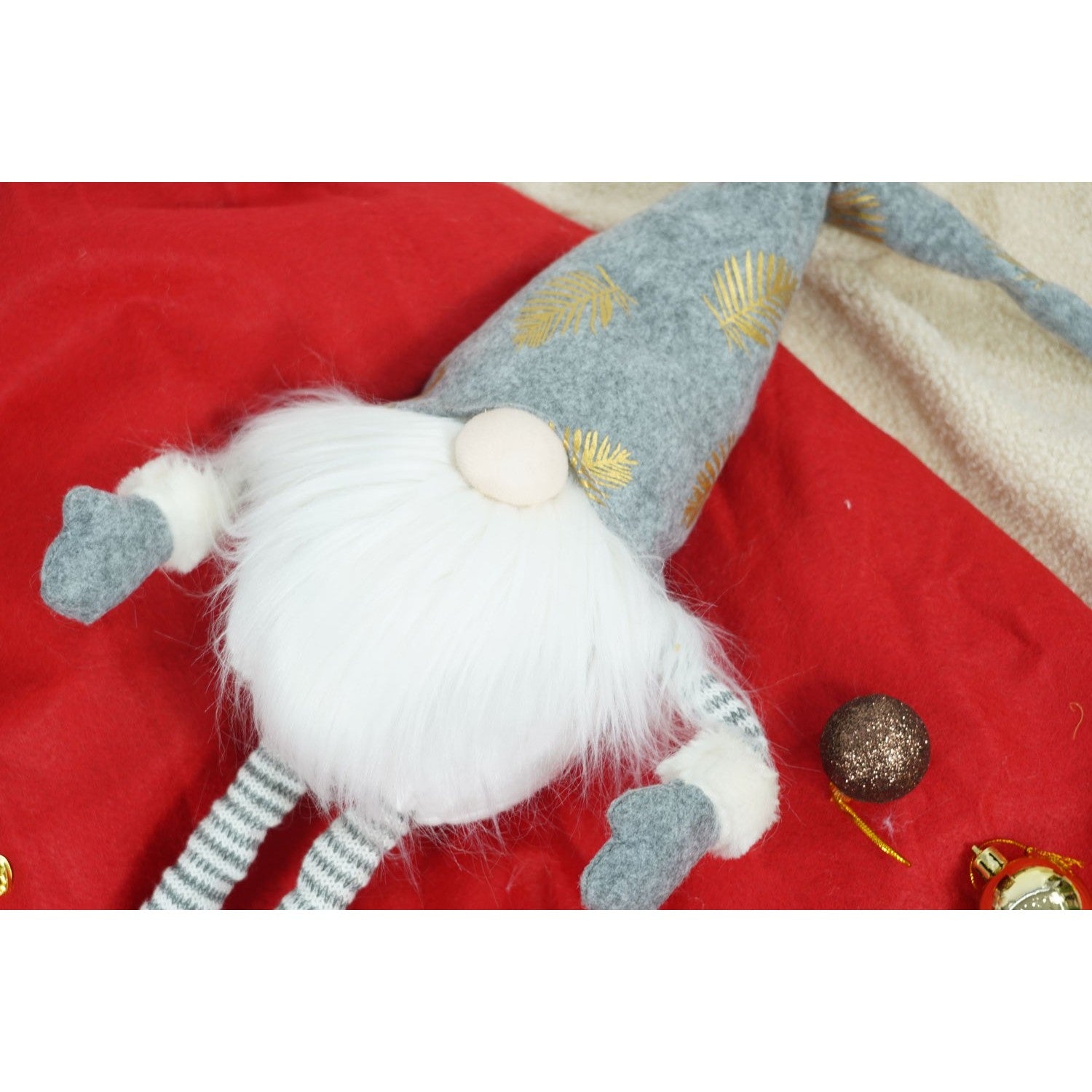 Ornament de Craciun spiridus, Flippy, gri/alb, textil, 80 cm-5