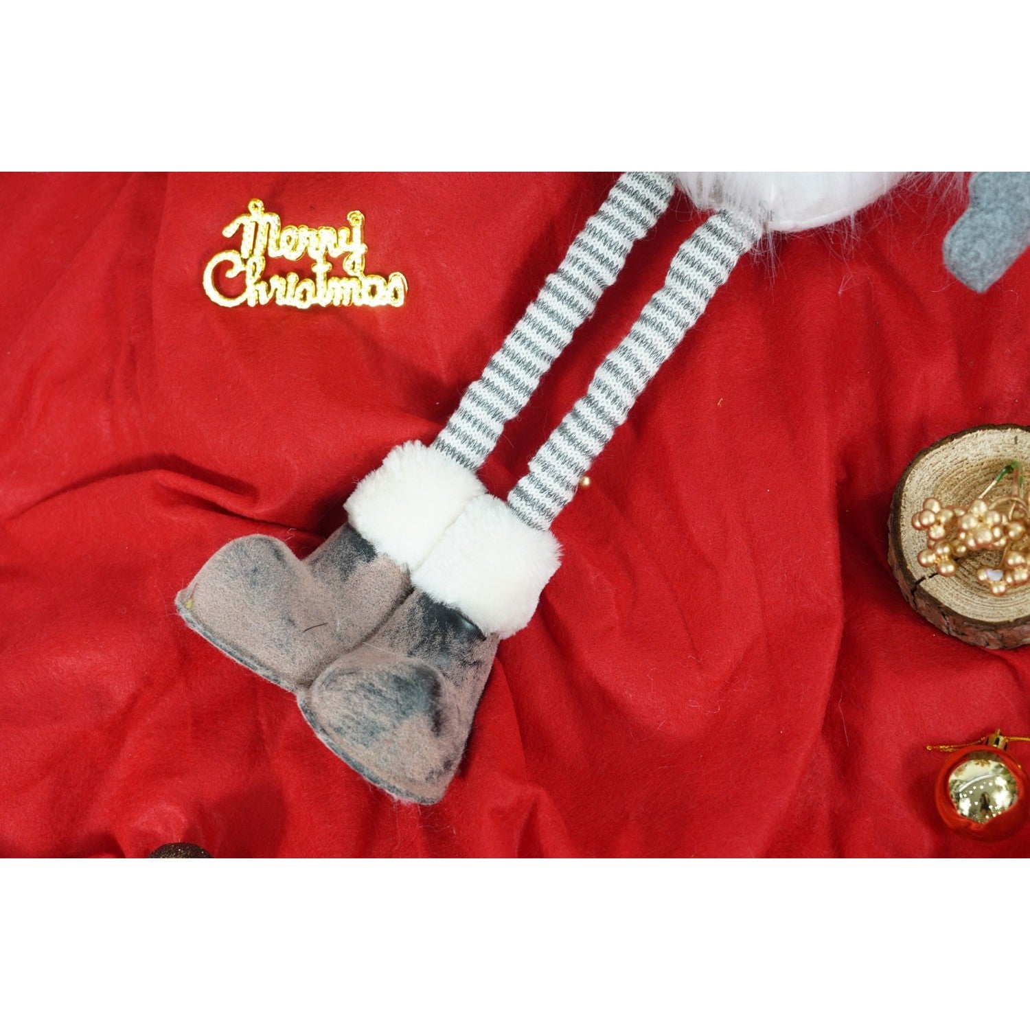 Ornament de Craciun spiridus, Flippy, gri/alb, textil, 80 cm-7
