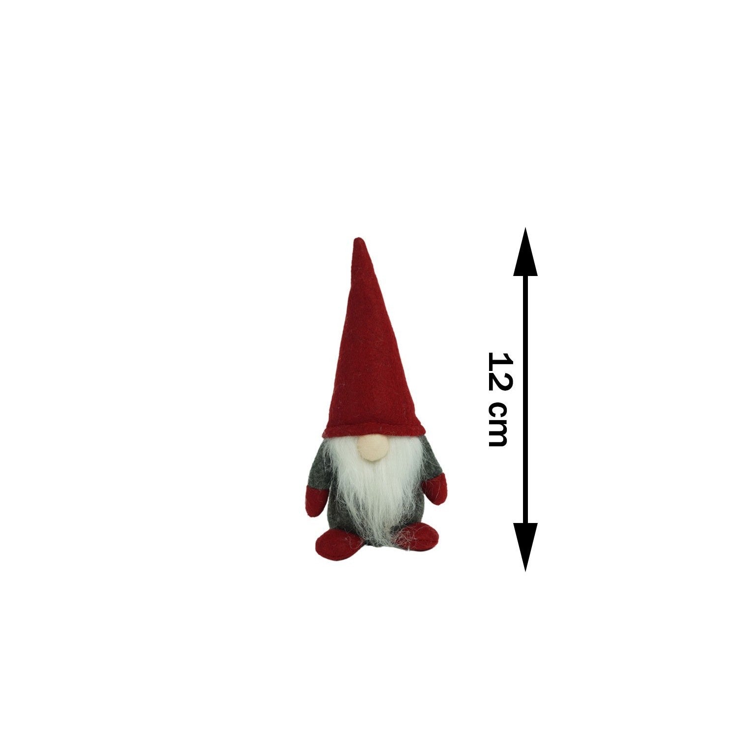 Ornament de Craciun spiridus, Flippy, gri/rosu, textil, 12 cm-2