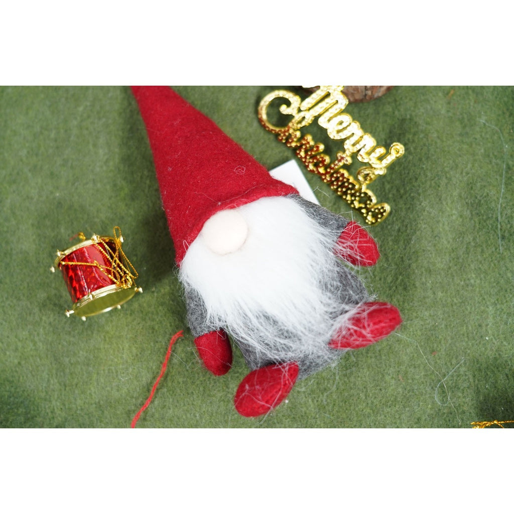 Ornament de Craciun spiridus, Flippy, gri/rosu, textil, 12 cm-3