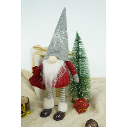 Ornament de Craciun spiridus, Flippy, rosu/alb, textil, 42 cm-2