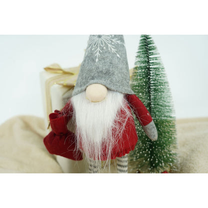 Ornament de Craciun spiridus, Flippy, rosu/alb, textil, 42 cm-4