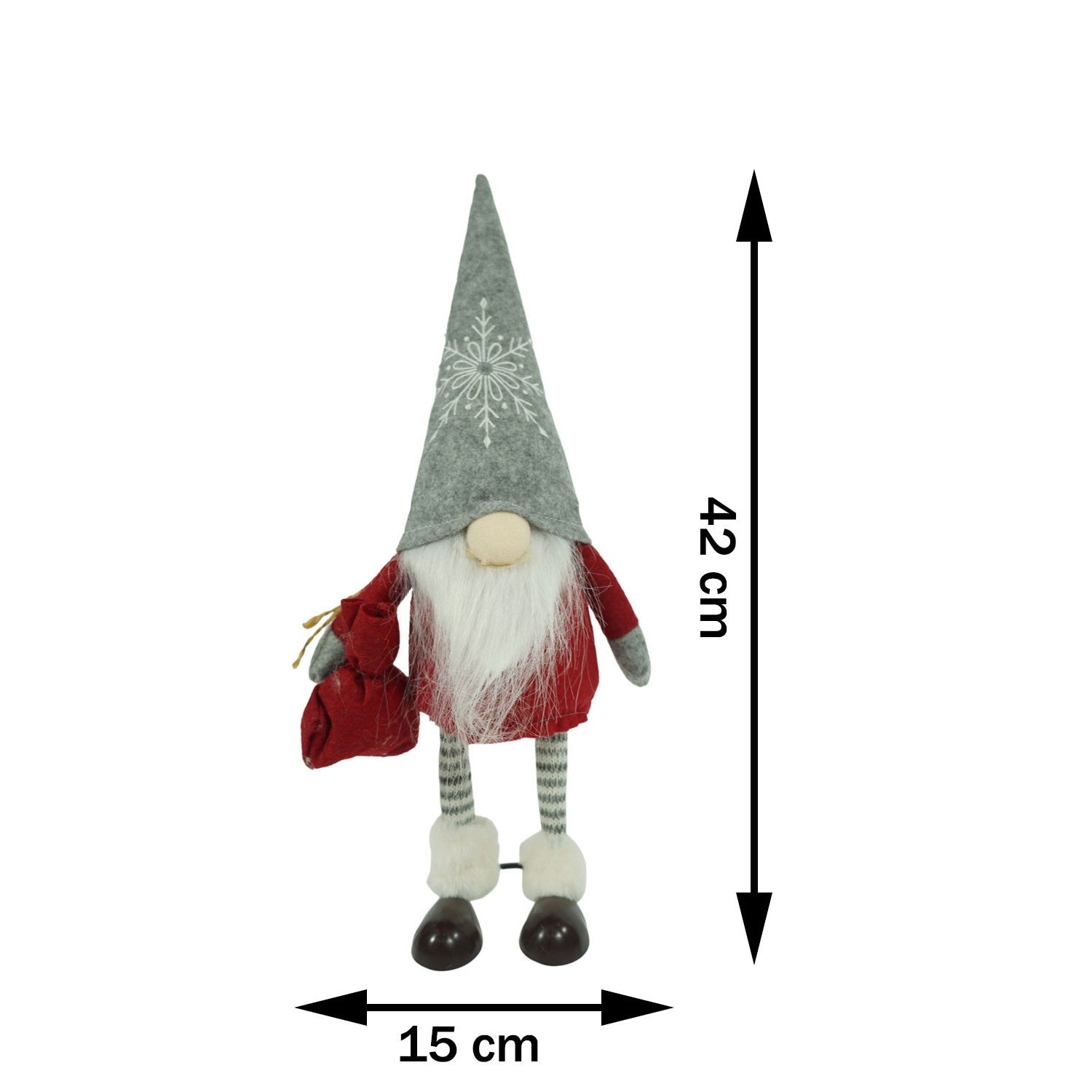 Ornament de Craciun spiridus, Flippy, rosu/alb, textil, 42 cm-12