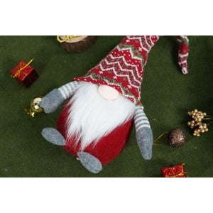 Ornament de Craciun spiridus, Flippy, rosu/gri, textil, 52 cm-3