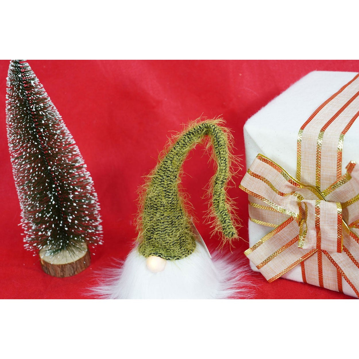 Ornament de Craciun spiridus, Flippy, verde/alb, textil, 52 cm-5