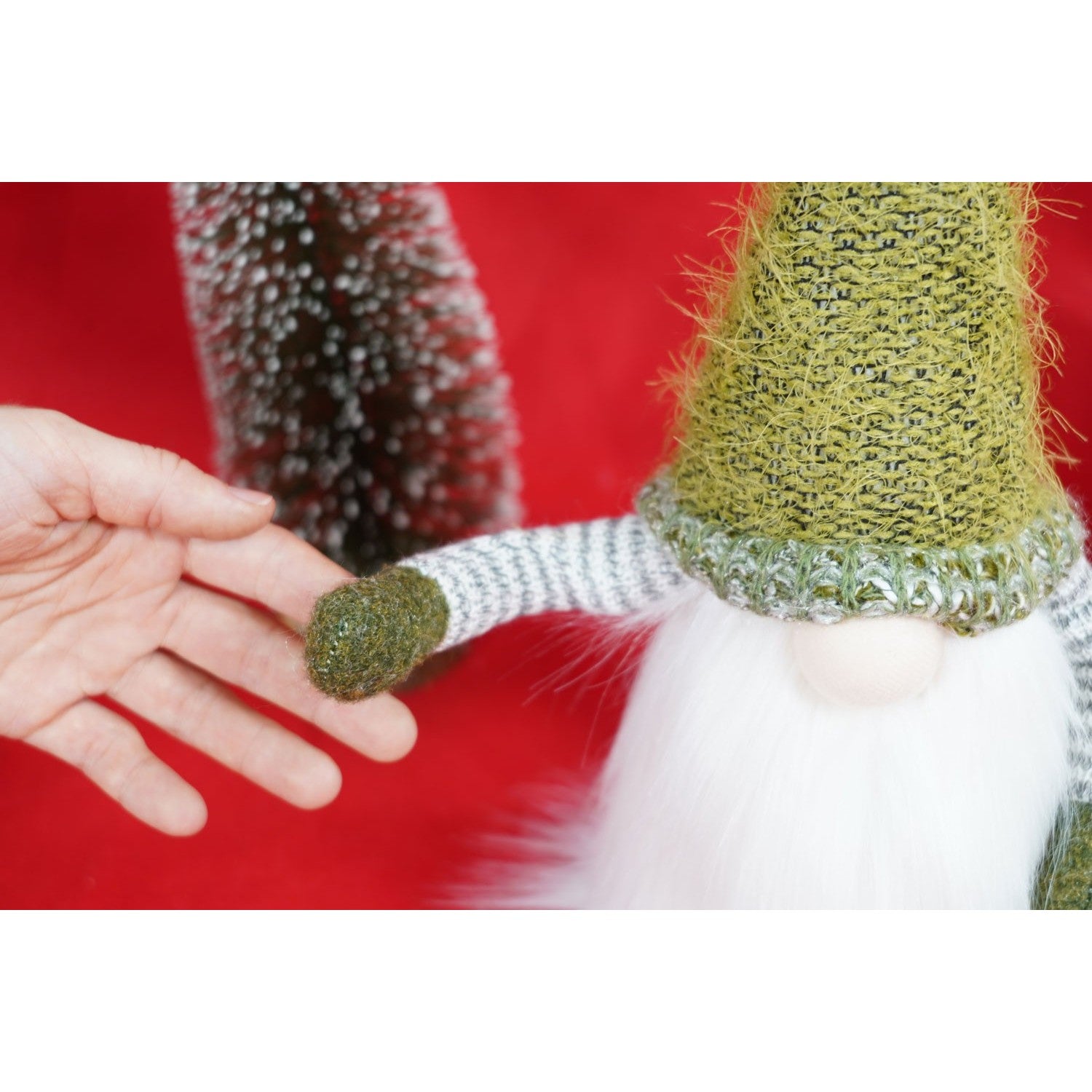 Ornament de Craciun spiridus, Flippy, verde/alb, textil, 53 cm-6