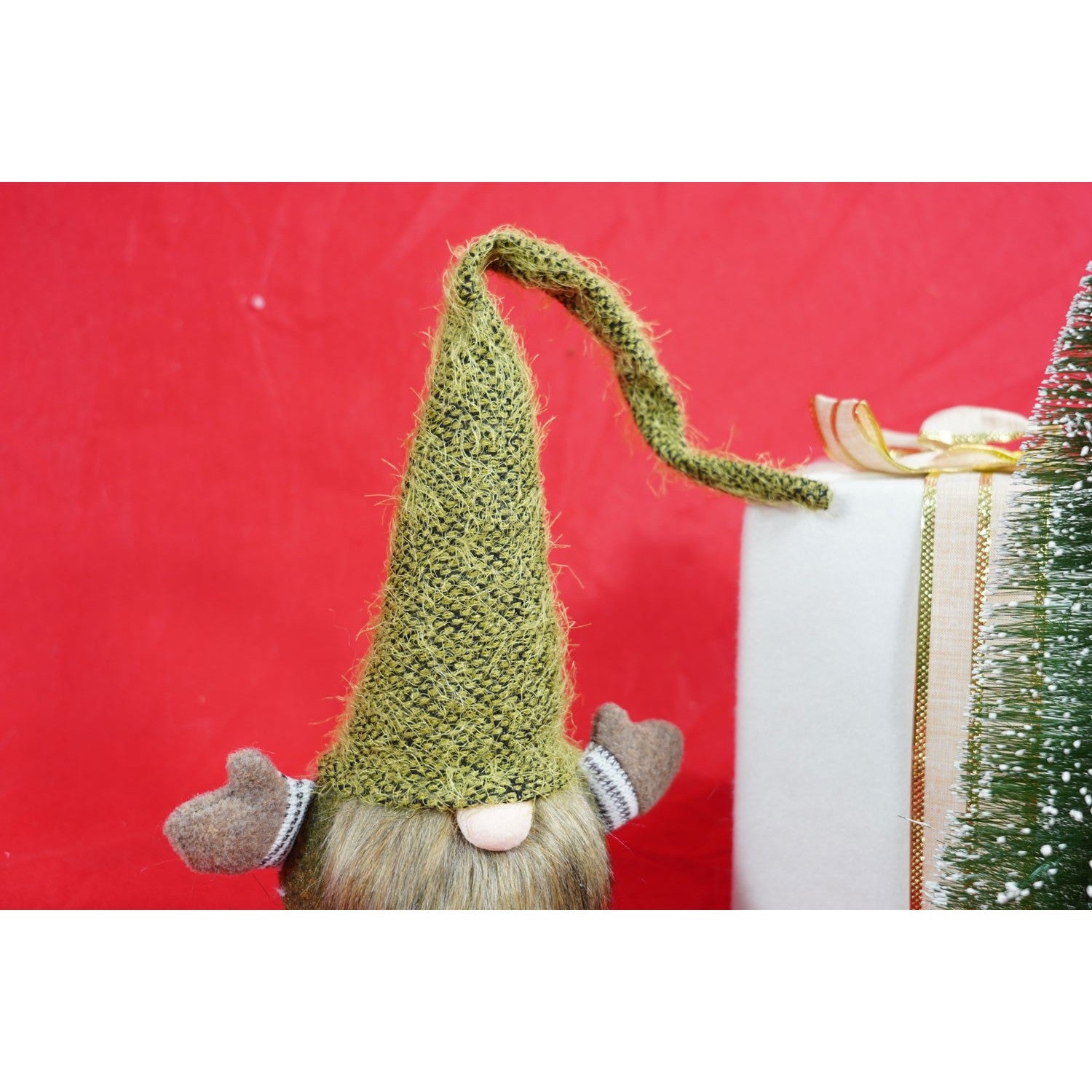 Ornament de Craciun spiridus, Flippy, verde/maro, textil, 56 cm-6