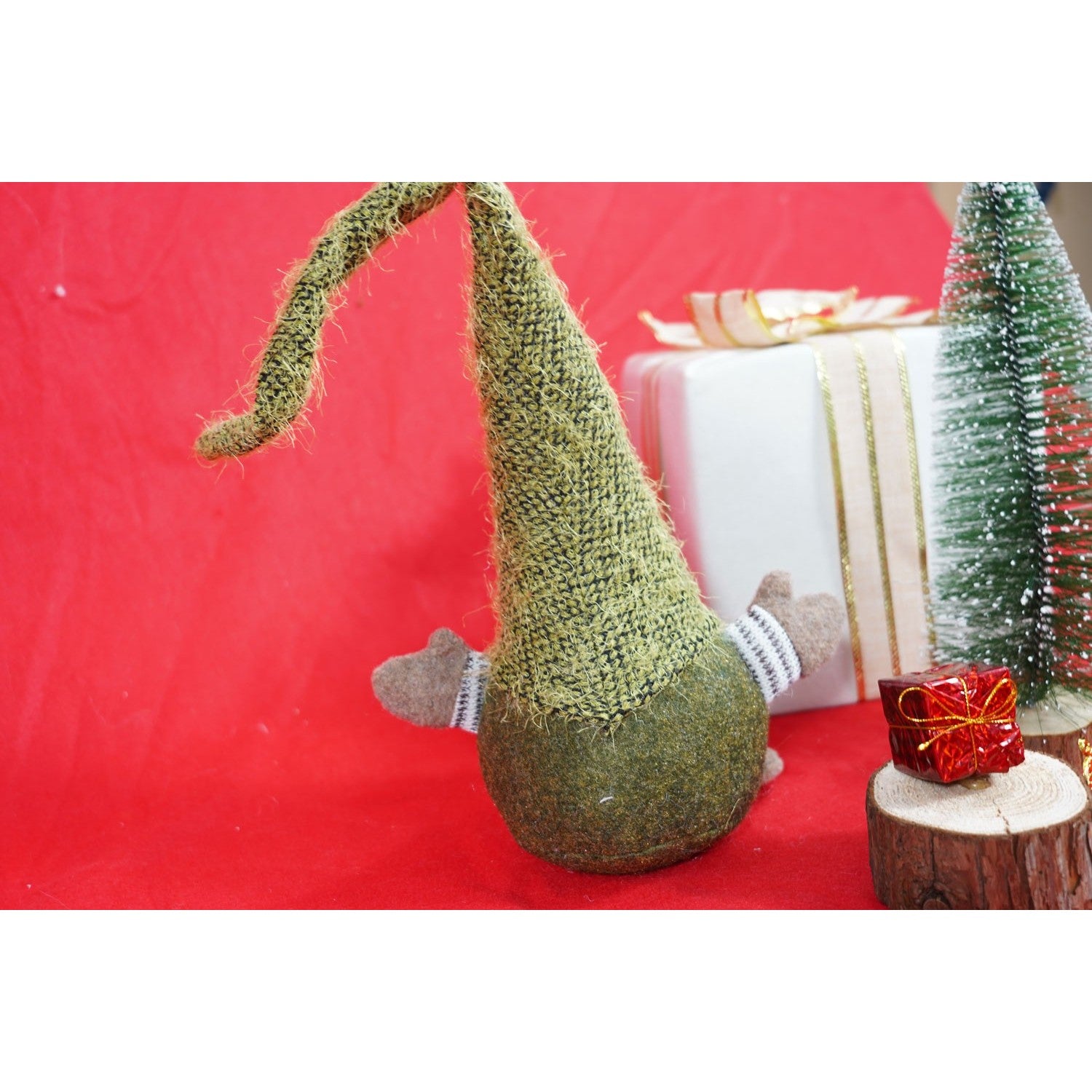 Ornament de Craciun spiridus, Flippy, verde/maro, textil, 56 cm-10