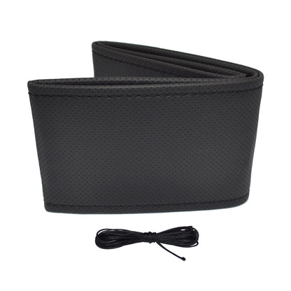 Husa volan OTOM din Piele Ecologica "Perforata" pentru autoturisme, diametru volan 37 - 39 cm, cu ac si ata Neagra-1
