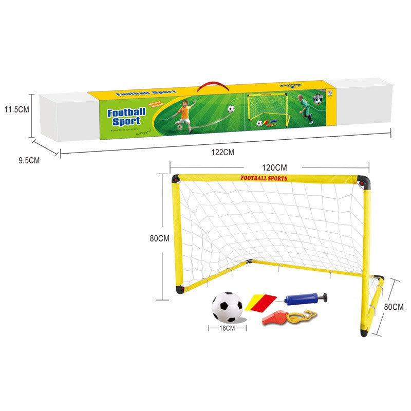 Set Poarta de Fotbal pentru Copii, Flippy, 80x120 cm, Minge, Cartonase, Pompa, Fluier, Interactiv, Distractiv, Galben-1