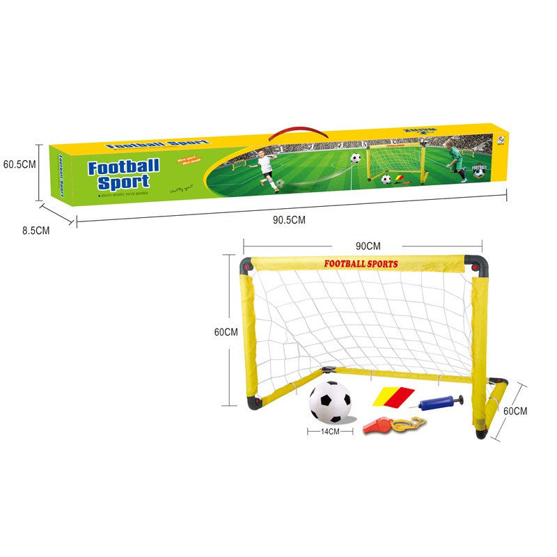 Set Poarta de Fotbal pentru Copii, Flippy, 60x90 cm, Minge, Cartonase, Pompa, Fluier, Interactiv, Distractiv, Galben-1