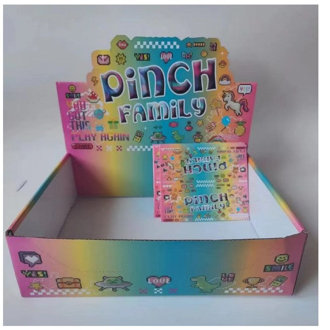 Ambalaj pentru Jucarii Antistres Squishy, Flippy, cu Revenire Lenta, Pinch Family, Multicolor-0