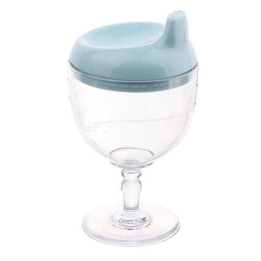 Pahar din Plastic Transparent cu Picior, Flippy, pentru Copii, 14 x 7.7 cm, cu Cioc Antiscurgere, + 3 Ani, Fara Maner, Albastru-0