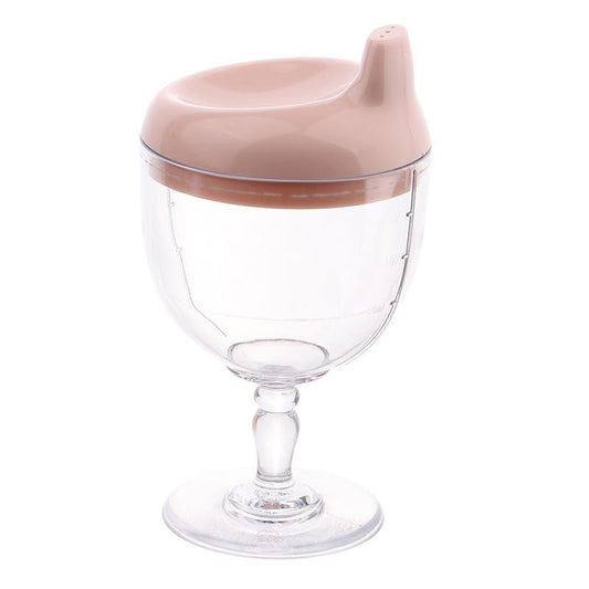 Pahar din Plastic Transparent cu Picior, Flippy, pentru Copii, 14 x 7.7 cm, cu Cioc Antiscurgere, + 3 Ani, Fara Maner, Roz-0