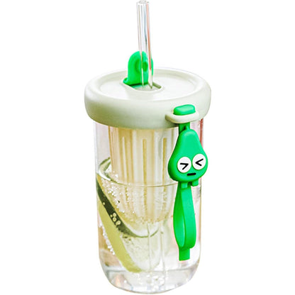 Pahar din silicon, cu capac si pai, pentru copii, Flippy, anti-cadere, compartiment pentru fructe/ceai/gheata, rezistent la temperaturi inalte, 500ml, Verde, 14.5x8.8x20 cm-4