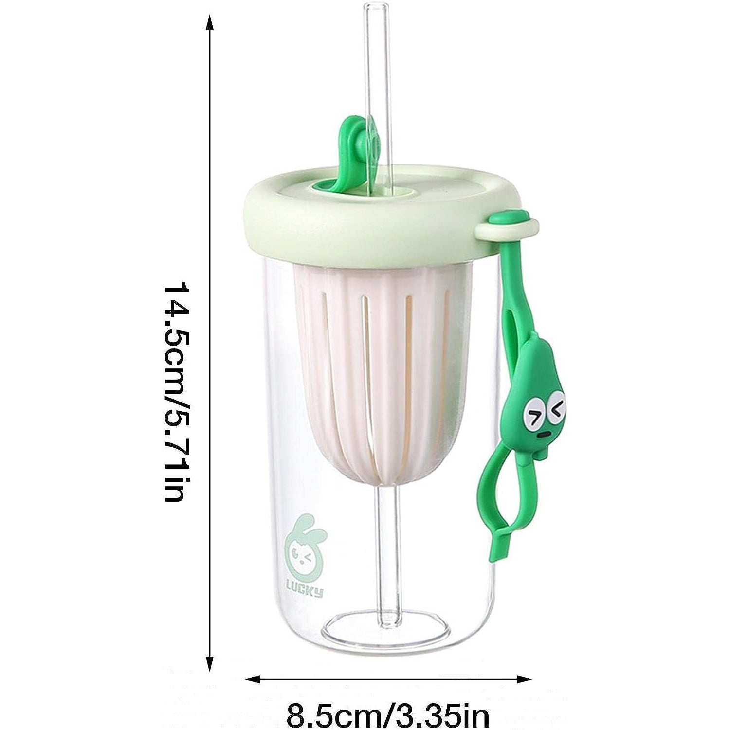 Pahar din silicon, cu capac si pai, pentru copii, Flippy, anti-cadere, compartiment pentru fructe/ceai/gheata, rezistent la temperaturi inalte, 500ml, Verde, 14.5x8.8x20 cm-5